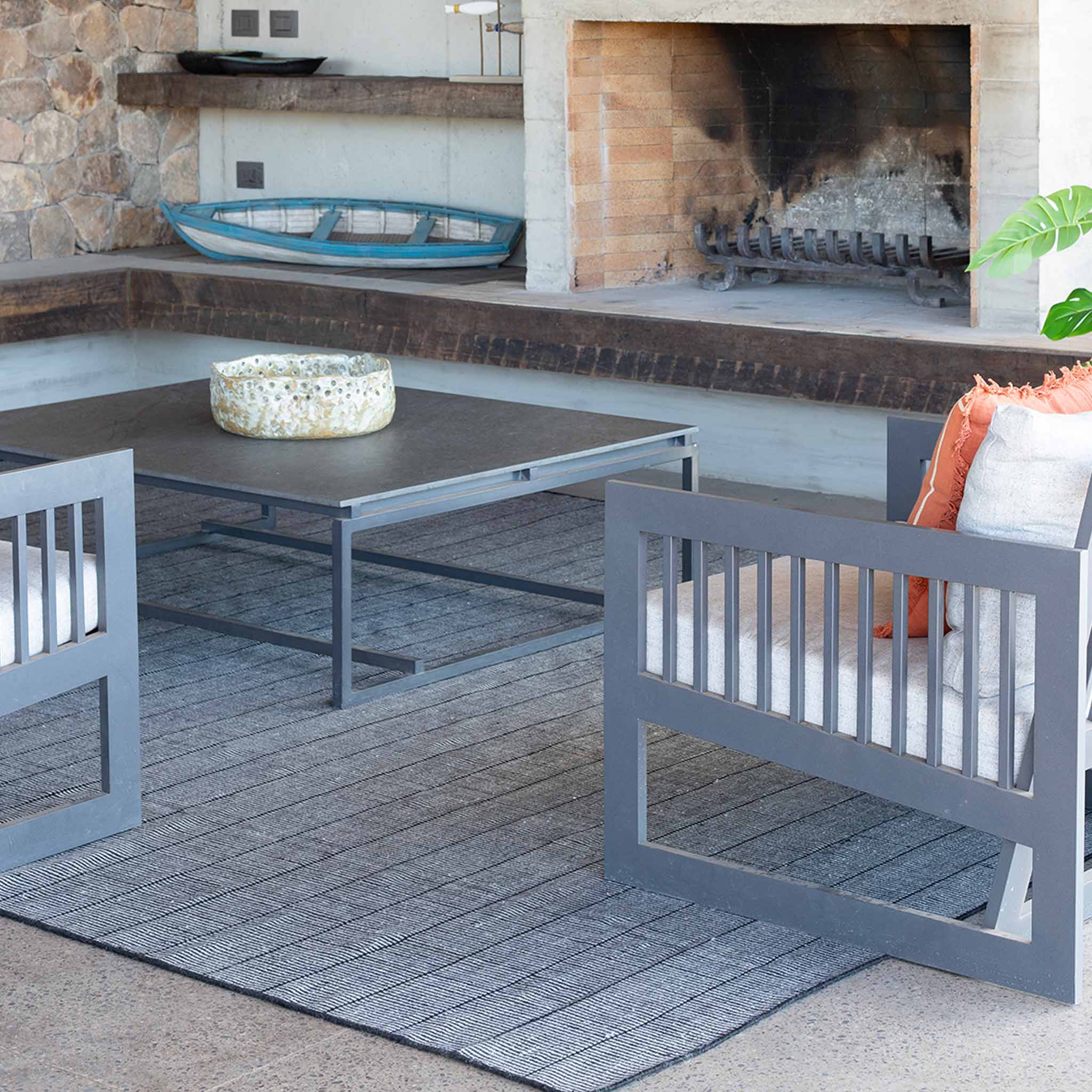 Alfombra Lavable Stripe Grey Black